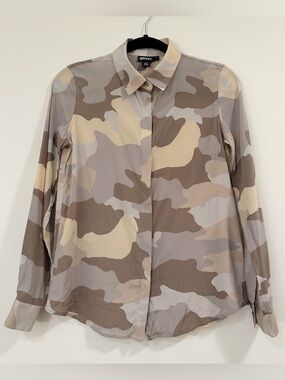 DKNY Long Sleeve Button Down Shirt Silk Size P